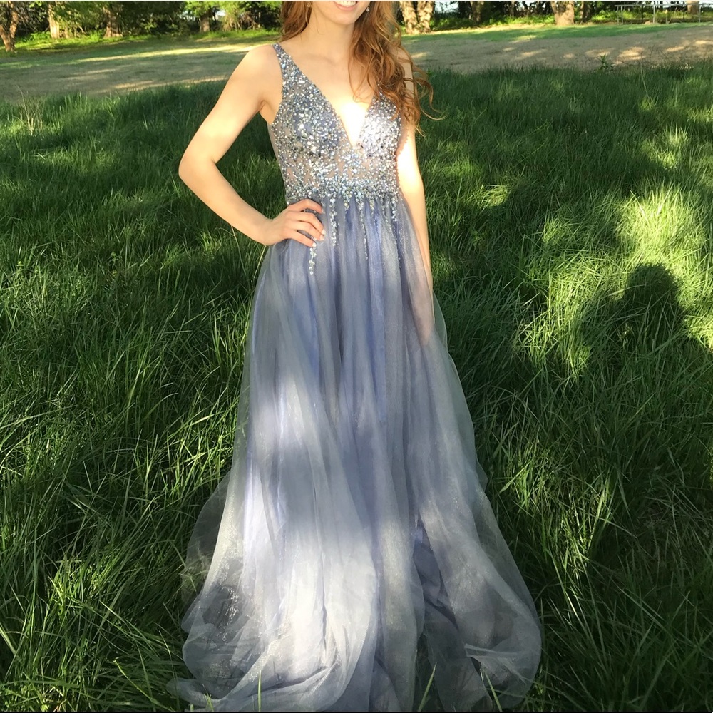 Lavender blue prom dress